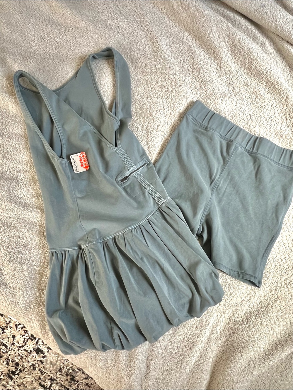 Sleeveless Blue Cotton Ruffle Mini Dress with Deep V Back - Picture 4 of 4